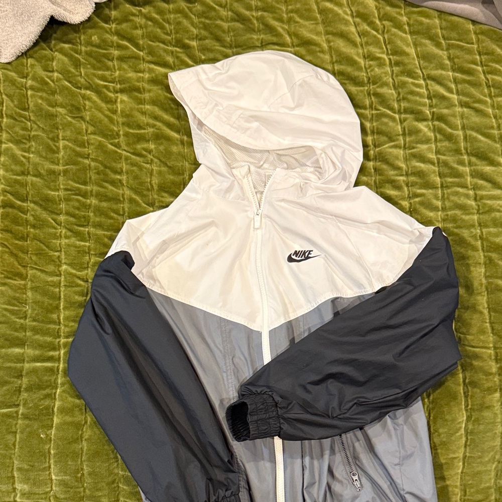 Nike White and Black Hooded Jacket